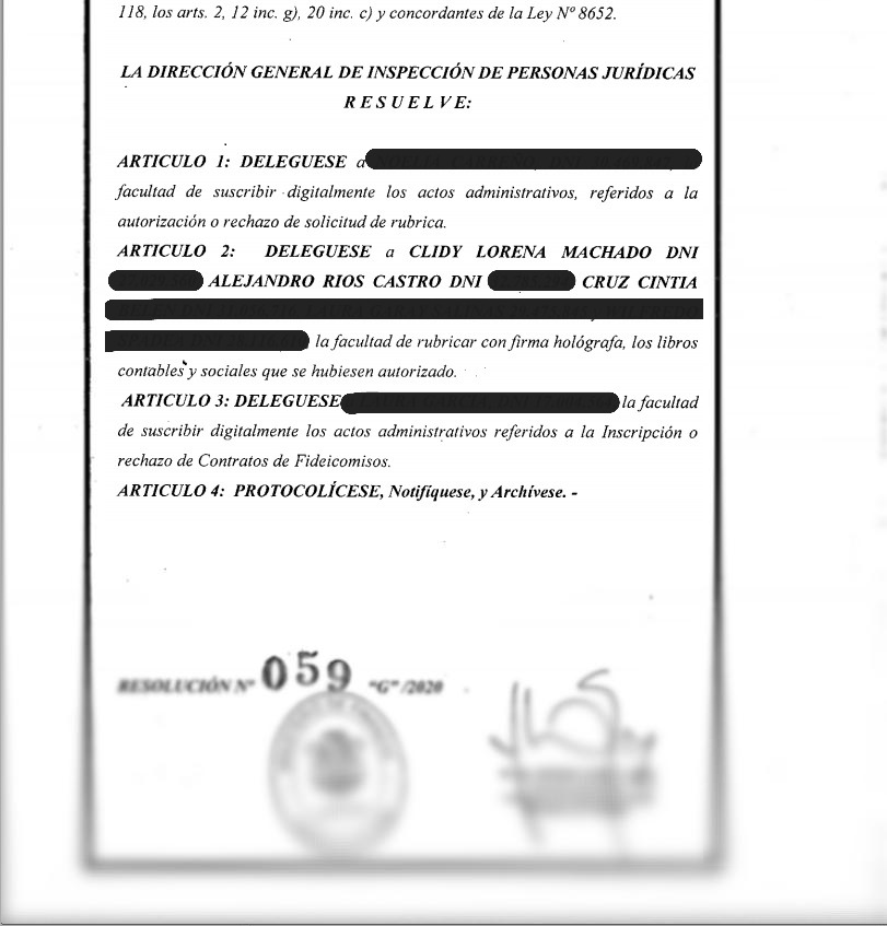 Extracto de designación institucional